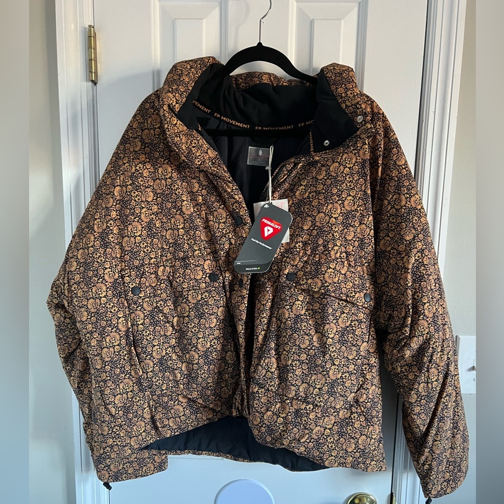 NWT Free People Phoebe Printed Packable Puffer Jacket size Large